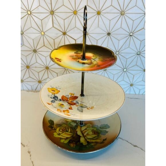 Three-Tier Dessert Stand | Vintage China ‎ | Bridal Decor - Picture 1 of 9